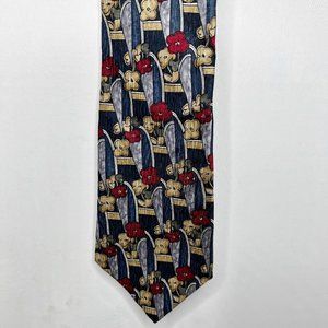 Jimmy V Men’s Necktie sz 3 ¾” Lesley Visser Collection One Floral Geometric Blue